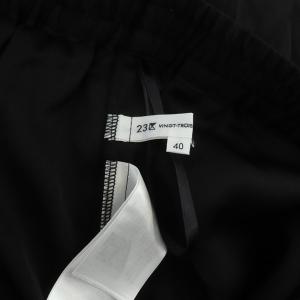 23区 21SS ウォッシュドシルク ウエストゴム パンツ ワイド テーパード 40 黒 ブラック