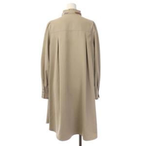 BLUE LABEL CRESTBRIDGE ワンピース 長袖 スタンドカラー フリル ひざ丈 36 ベージュ