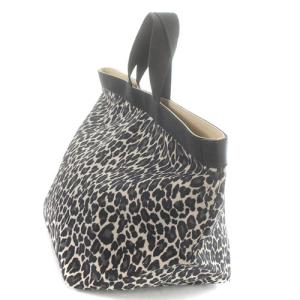 Hervé Chapelier パンサー 舟型トートL レオパード ハンドバッグ ブラック べージュ