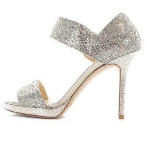 JIMMY CHOO サンダル グリッター ピンヒール 36 23cm シルバー色 ゴールド色
