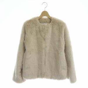 フェイクファーショートコート ノーカラー 総裏地 36 ベージュ