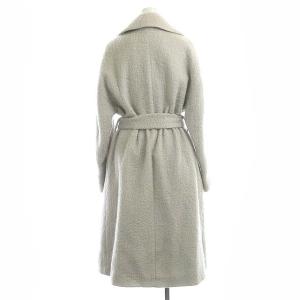 ESTNATION ラップロングコート アウター モヘヤ混 スナップボタン リボンベルト付き 38 ライトグレー