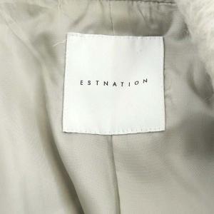 ESTNATION ラップロングコート アウター モヘヤ混 スナップボタン リボンベルト付き 38 ライトグレー