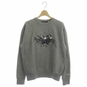 ロゴ刺繍 スウェット トレーナー 裏起毛 長袖 XS グレー