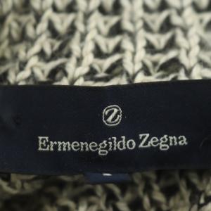 Ermenegildo Zegna ローゲージ ハイネック ニット セーター プルオーバー 長袖 ウール モヘヤ混 S アイボリー ブラック