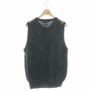 TOMORROWLAND アーガイル ニット ベスト プルオーバー ウール M グレージュ グリーン