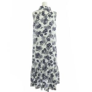kate spade new york コットン ノースリーブ フラワープリント ワンピース ひざ丈 XS 白 紺 ホワイト ネイビー NJMU8633