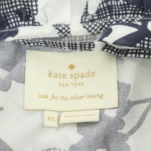 kate spade new york コットン ノースリーブ フラワープリント ワンピース ひざ丈 XS 白 紺 ホワイト ネイビー NJMU8633