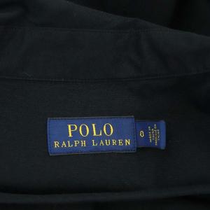 POLO RALPH LAUREN シャツワンピース コットン 長袖 フレア 膝丈 レースアップ 0 黒 ブラック