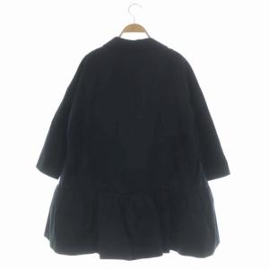 Drawer スソギャザー ジャケット オーバーサイズ ミドル丈 コットン 36 紺