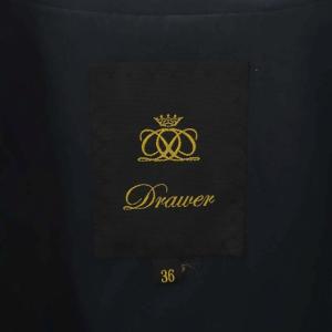 Drawer スソギャザー ジャケット オーバーサイズ ミドル丈 コットン 36 紺