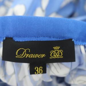 Drawer フラワープリント プリーツスカート  36  ライトブルー ホワイト