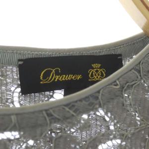 Drawer フラワーレースショートスリーブブラウス プルオーバー 36 グレー