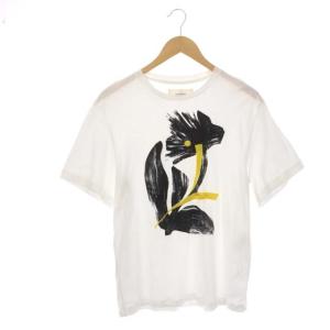 フロント刺繍プリントTシャツ カットソー 半袖 3 白 ホワイト