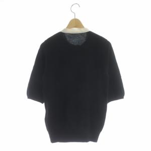 Grace Class 21AW ボウタイニットトップ カットソー プルオーバー 五分袖 リボン 36 ブラック オフホワイト