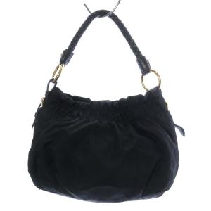 PRADA BR4237 ギャザーショルダーバッグ リボンモチーフ テスートナイロン 黒