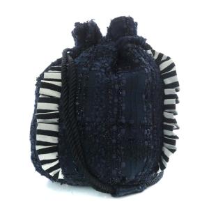 LINTON TWEED BALL BAG ショルダーバッグ ワンショルダー 巾着 紺 ネイビー