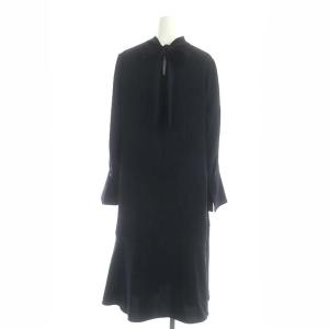 ANAYI 20AW ダブルクロスタイワンピース ひざ丈 長袖 38 ダークネイビー