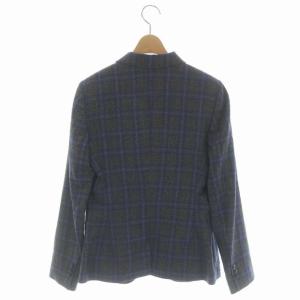 BARNEYS NEW YORK テーラードジャケット 2B 総裏地 チェック柄 40 グレー ブルー