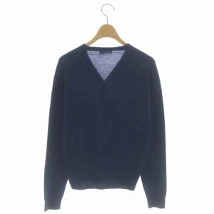MARGARET HOWELL JONH SMEDLEY ニット カーディガン 長袖 ウール Vネック 2 ブルー