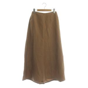 UNITED ARROWS リネン混ロングスカート フレア 36 茶 ブラウン