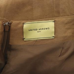 UNITED ARROWS リネン混ロングスカート フレア 36 茶 ブラウン