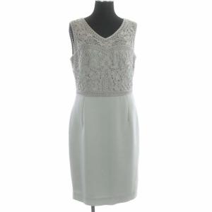 コードレース刺繍 ワンピース ミモレ丈 ノースリーブ 38 ライトグレー