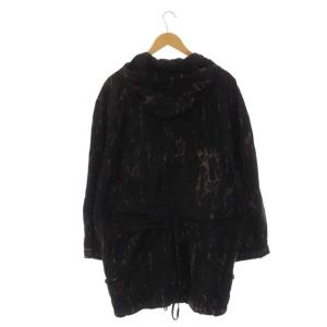 DIESEL ナイロン ロングパーカー ミドル丈 総柄 XS 黒 ブラック ベージュ