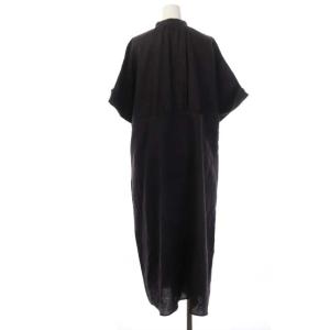 Spick&Span 20SS リネンバンドカラーワンピース ロング 半袖 38 ダークグレー