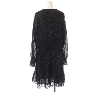 MICHAEL KORS シアーカシュクールドレス ワンピース Vネック バルンスリーブ 長袖 ひざ丈 L ブラック