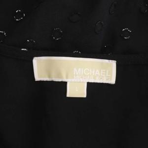 MICHAEL KORS シアーカシュクールドレス ワンピース Vネック バルンスリーブ 長袖 ひざ丈 L ブラック