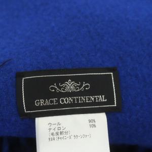 GRACE CONTINENTAL ラクーンファー付き ケープコート ポンチョ アウター フード カットオフ F ブラック ブルー