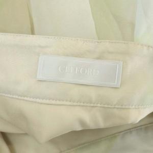 CELFORD 22SS アブストラクトプリントスカート オーガンジー ロング フレア タック 36 ミント ライトベージュ