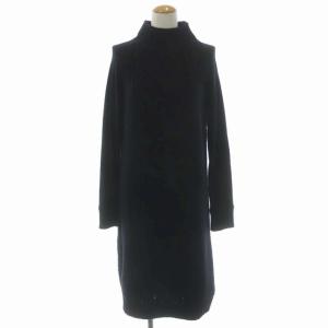 charmant mock neck cable dr ニットワンピース ロング 長袖 ハイネック ケーブル編み S ブラック