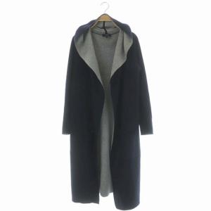 cashcotton dania ll ガウン コーディガン ニット ロング 長袖 フード カシミヤ混 S ネイビー
