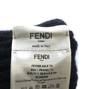 FENDI 手袋 グローブ ロゴ モヘヤ混 ブラック