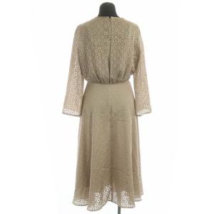 ANAYI ワンピース ロング フレア 総柄 長袖 36 ベージュ