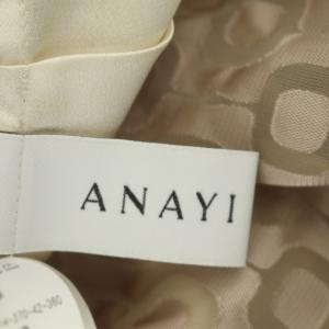 ANAYI ワンピース ロング フレア 総柄 長袖 36 ベージュ