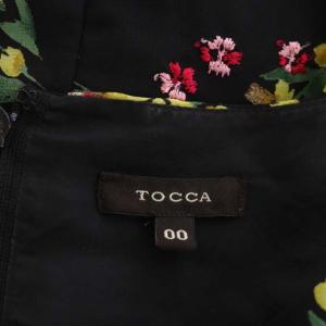 TOCCA DURANTA フラワー刺繍ワンピース ノースリーブ 膝丈 00 ブラック イエロー
