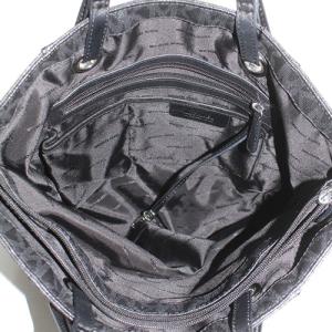 MICHAEL KORS MH モノグラム トートバッグ ハンドバッグ レザー 黒 ブラック グレー