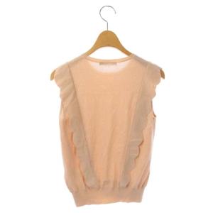 ANAYI 22SS ニット カットソー ノースリーブ プルオーバー サイドスカラップ ラメ クルーネック 36 ピンク