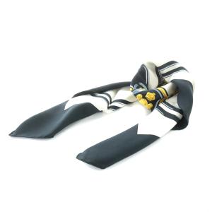 HERMES カレ90 BRIDES de GALA 式典用馬勒 スカーフ シルク 絹 黒 ブラック 白 ホワイト ゴールド色 OH