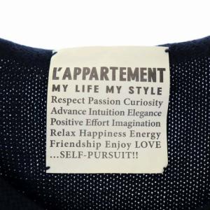 L'Appartement ニット カットソー ボートネック コットン 長袖 紺 ネイビー
