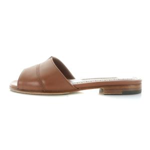 MANOLO BLAHNIK L'Appartemen取扱い FLAT SANDAL ミュール サンダル レザー 35 22cm 茶 ブラウン