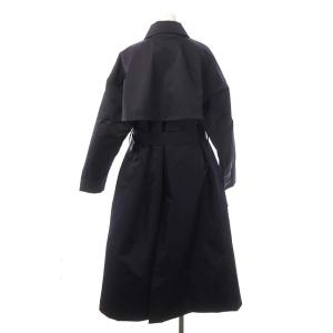 ENFOLD ヘビーサテンステンカラーフレアコート アウター ロング ベルト付き 38 ネイビー