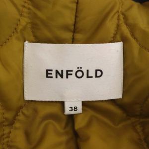 ENFOLD ヘビーサテンステンカラーフレアコート アウター ロング ベルト付き 38 ネイビー