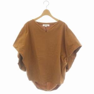 シルケット天竺Vタックプルオーバーカットソー 五分袖 38 茶 ブラウン