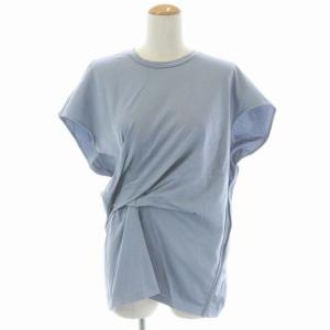 シルケット天竺 ツイストプルオーバーカットソー 半袖 38 スモークブルー