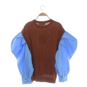 ENFOLD MERINO WOOL KNIT SHIRT シャツ ニット切替 プルオーバー 長袖 フェイクレイヤード バルーンスリーブ