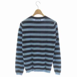 ENFOLD SOFT WOOL ボーダー ニット セーター クルーネック 長袖 プルオーバー 38 紺 水色